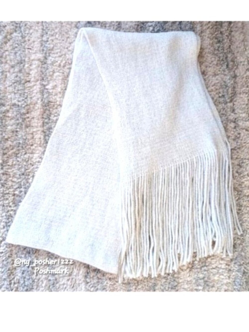 Cozy Metallic Shimmer Glittered Knit Fringed Winter Scarf Wrap ⚪